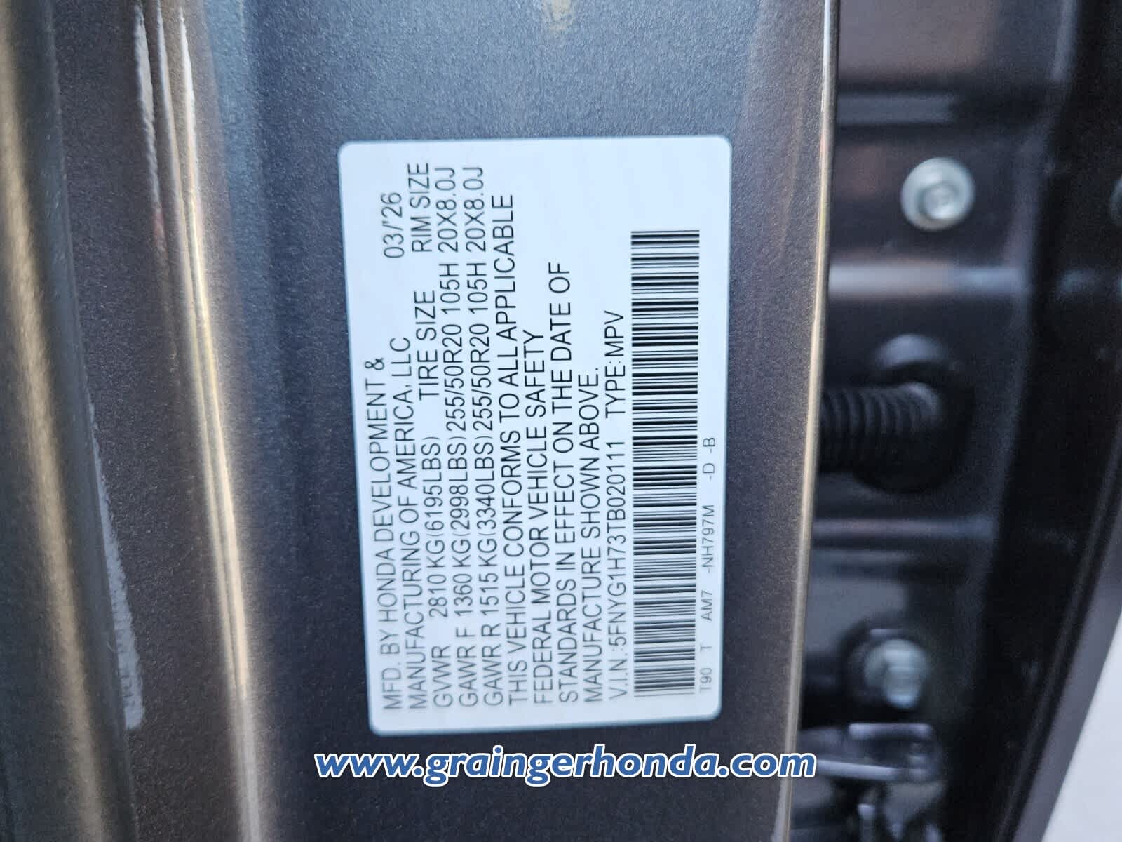 2026 Honda Pilot Touring