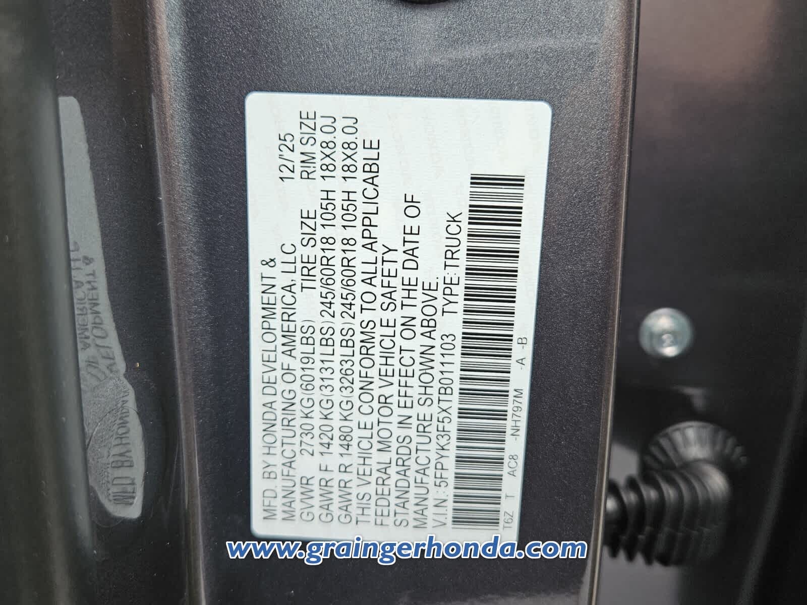 2026 Honda Ridgeline RTL